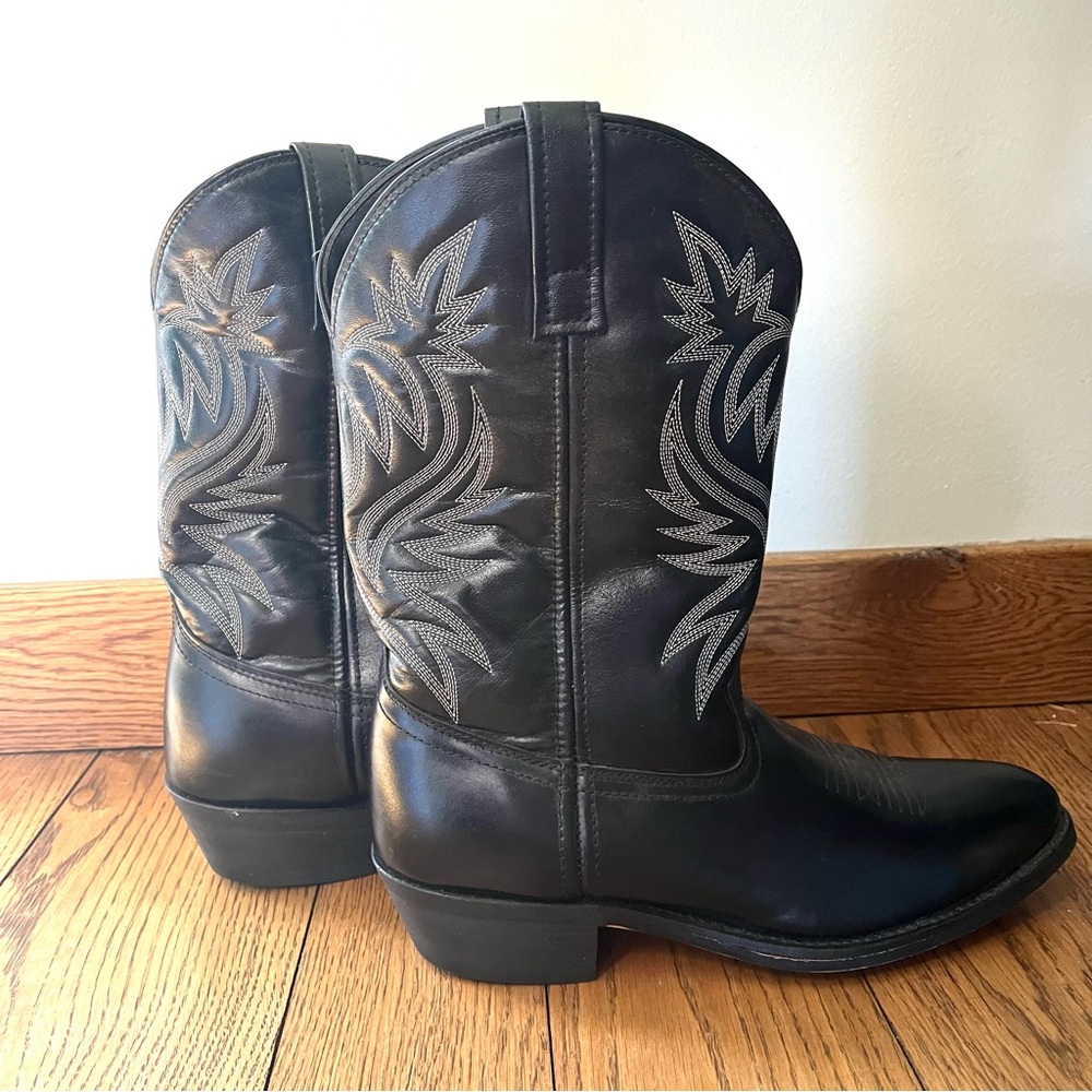 Laredo Classic Black Leather Embroidered 12" Men's Cowboy Boots size 11D Western - Picture 2 of 11